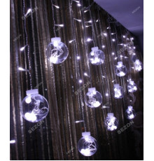 Гирлянда RD-070 Штора Шарик в шарике, Провод-Белый, Цвет ламп-Белый