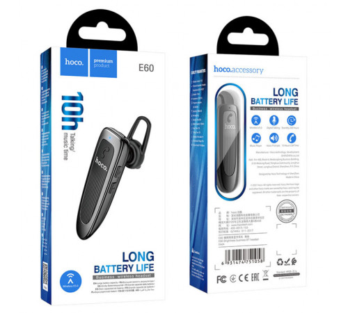 Bluetooth гарнітура HOCO E60 Brightness business BT headset Black (6931474751058)