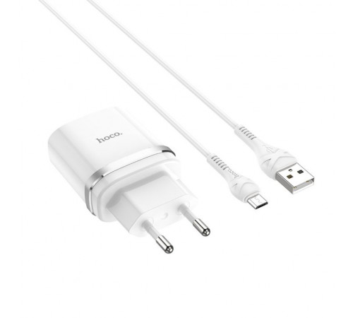 Мережевий зарядний пристрій з кабелем HOCO C12Q Smart QC3.0 charger set(Micro) 18W White (6931474716286)