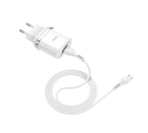 Мережевий зарядний пристрій з кабелем HOCO C12Q Smart QC3.0 charger set(Micro) 18W White (6931474716286)