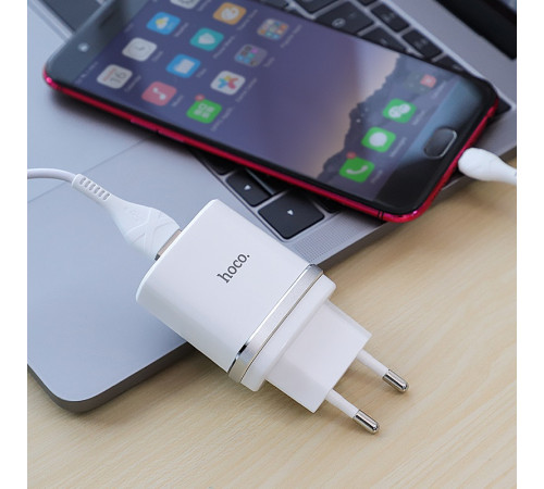 Мережевий зарядний пристрій з кабелем HOCO C12Q Smart QC3.0 charger set(Micro) 18W White (6931474716286)
