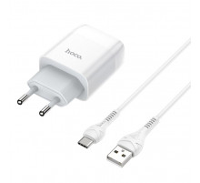 Мережевий зарядний пристрій з кабелем HOCO C72A Glorious single port charger set(Type-C) 10.5W White (6931474713018)