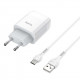 Мережевий зарядний пристрій з кабелем HOCO C72A Glorious single port charger set(Type-C) 10.5W White (6931474713018)