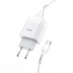 Мережевий зарядний пристрій з кабелем HOCO C72A Glorious single port charger set(Type-C) 10.5W White (6931474713018)