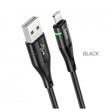 Кабель HOCO U93 USB to iP 2.4A, 1.2m, nylon, светильники, светильник, Black (6931474732132)