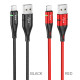 Кабель HOCO U93 USB to iP 2.4A, 1.2m, nylon, aluminum connectors, light indicator, Black (6931474732132)