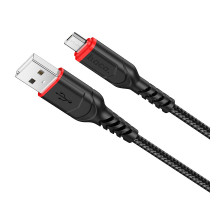 Кабель HOCO X59 USB to Micro 2.4A, 1m, nylon, TPE connectors, Black (6931474744890)
