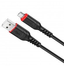 Кабель HOCO X59 USB to Micro 2.4A, 1m, nylon, TPE connectors, Black (6931474744890)