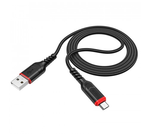 Кабель HOCO X59 USB to Micro 2.4A, 1m, nylon, TPE connectors, Black (6931474744890)