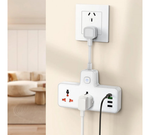 Мережевий подовжувач HOCO AC12 Reise 2-position expansion socket(PD30W/1C3A) (US) White (6942007607087)