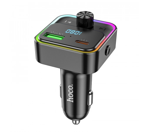 АЗП з FM-модулятором HOCO E81 Fantasy PD30W+QC3.0 car BT FM transmitter Black (6942007612296)