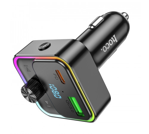 АЗП з FM-модулятором HOCO E81 Fantasy PD30W+QC3.0 car BT FM transmitter Black (6942007612296)