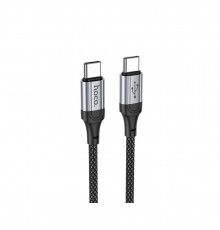 Кабель HOCO X102 Type-C to Type-C 3A, 1m, nylon, алюминиевые подключения, Black (6942007608787)