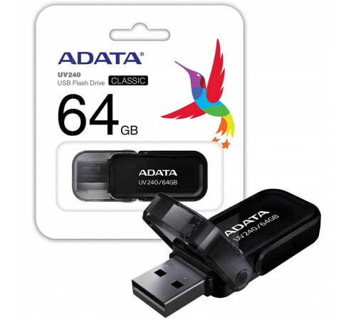Флеш-накопичувач ADATA USB 2.0 AUV 240 64Gb Black (AUV240-64G-RBK)