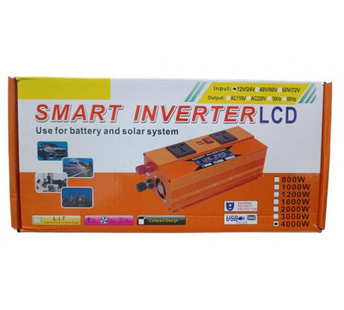 НЕТУ Преобразователь напряжения с 12V/24V→220V (4000W) LCD SMART // [309] (20 шт/ящ)