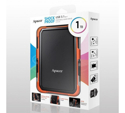 Зовнішній жорсткий диск PHD External 2.5'' Apacer USB 3.1 AC630 1TB Orange (color box) (AP1TBAC630T-1)