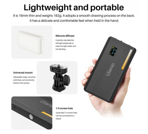 Відеосвітло Ulanzi VL200 Bi-color Led Light 8W Black (2481 VL200) (2481)