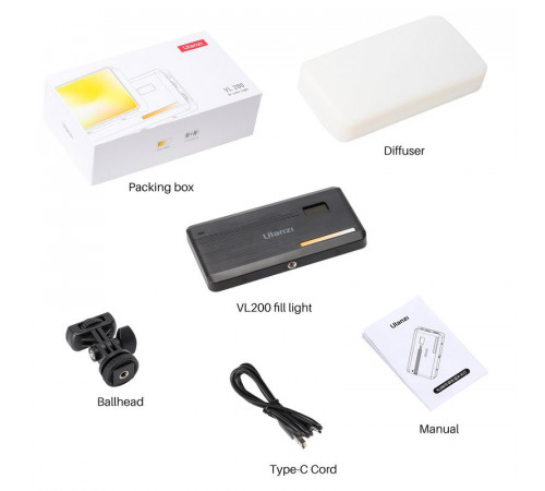 Відеосвітло Ulanzi VL200 Bi-color Led Light 8W Black (2481 VL200) (2481)