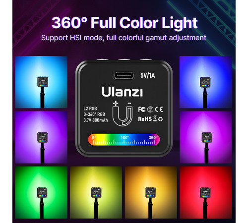 Відеосвітло Ulanzi Vijim L2 RGB COB VEDIO LIGHT, 4W (UV-2878 L2 RGB) (2878)