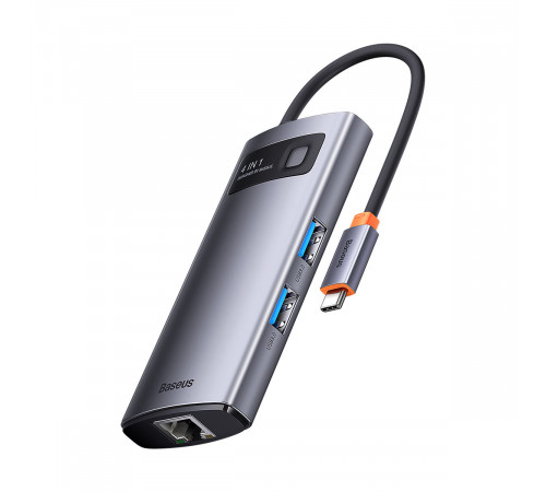 USB-хаб Baseus Metal Gleam Series 4-in-1 Multifunctional Type-C HUB Docking Station Gray （Type-C to USB3.0*3+RJ45*1） (WKWG070113)