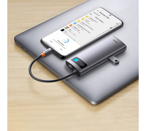 USB-хаб Baseus Metal Gleam Series 4-in-1 Multifunctional Type-C HUB Docking Station Gray （Type-C to USB3.0*3+RJ45*1） (WKWG070113)