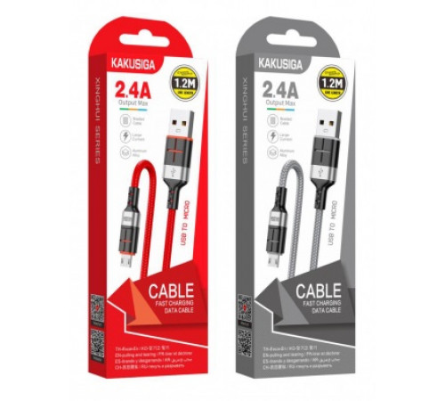 Кабель USB-MicroUSB KSC-696 Kakusiga Singhui Series (аллюминий плетёный) 1.2м 2.4A //