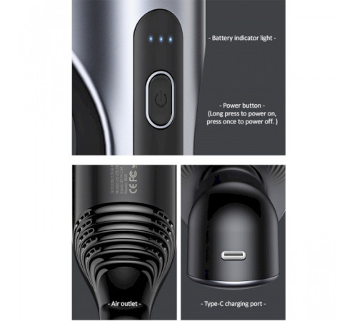 Автомобільний пилосос Usams US-ZB108-1 Mini Handheld Vacuum Cleaner Black (XCQZB10801)