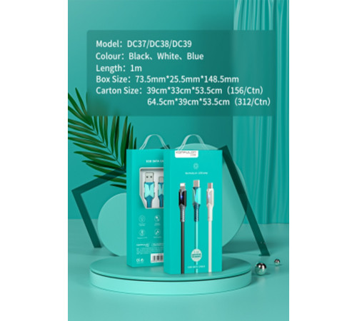 Кабель USB-MicroUSB DC37 Konfulon LED индикация //