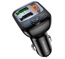 АЗП з FM-модулятором BOROFONE BC41 Eminency QC3.0 Car BT FM transmitter 18W Black 8525500090 (6974443382884)