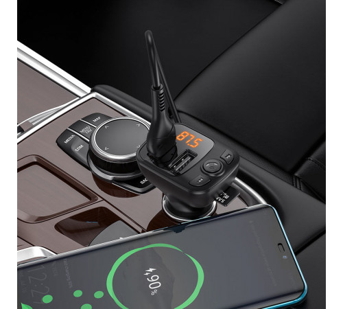 АЗП з FM-модулятором BOROFONE BC41 Eminency QC3.0 Car BT FM transmitter 18W Black 8525500090 (6974443382884)