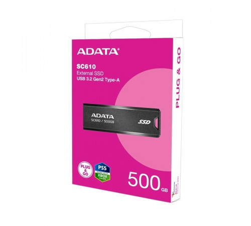 Портативний SSD ADATA SC610 500GB USB 3.2  550/500Mb/s Black (SC610-500G-CBK/RD)