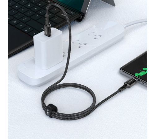 Кабель ACEFAST C1-03 Type-C to Type-C 3A, 1.2m, nylon, aluminum connectors, Black (6974316280521)