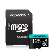 Карта пам'яті microSDXC (UHS-1 U3) A-DATA Premier Pro 128Gb Class 10 V30S A2 (R-100Mb/s W85Mb/s) (adapter SD) (AUSDX128GUI3V30SA2-RA1)