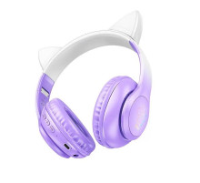 Бездротові накладні навушники HOCO W42 Cat ears BT headphones Purple Grape (6931474795854)