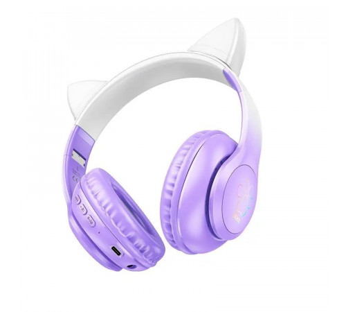 Бездротові накладні навушники HOCO W42 Cat ears BT headphones Purple Grape (6931474795854)