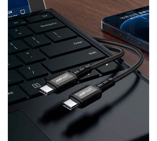 Кабель ACEFAST C1-09 USB-C to USB-C aluminum alloy audio/video transmission full-featured data cable Black (6974316282631)