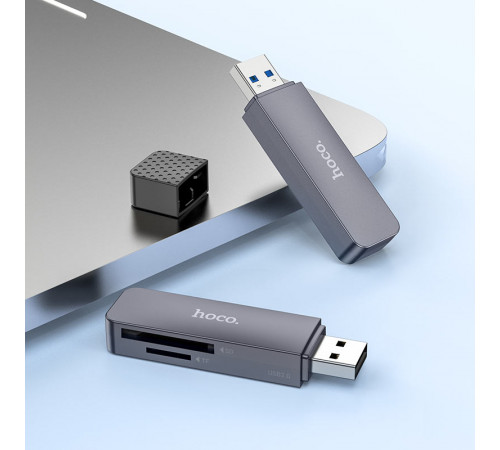 Картрідер HOCO HB45 Spirit 2-in-1 USB 3.0 card reader Metal Gray (6942007620505)