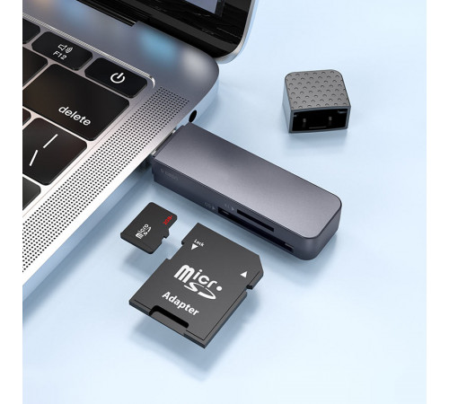 Картрідер HOCO HB45 Spirit 2-in-1 USB 3.0 card reader Metal Gray (6942007620505)