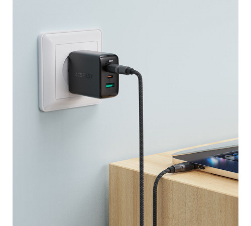 Кабель ACEFAST C10-03 Type-C to Type-C 3A, 60W, 1.2m, silicone, zinc connectors, Black (6974316283119)