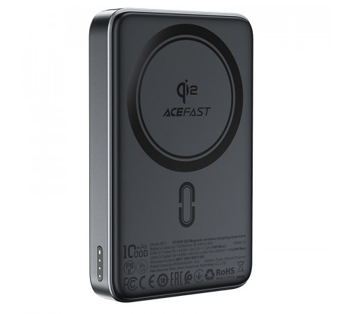 Зовнішній акумулятор ACEFAST M11 PD30W Qi2 magnetic wireless charging power bank 10000 mAh Black (6974316282341)