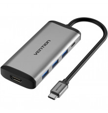 USB-хаб Vention Type-C to HDMI/USB3.0*3/PD Converter 0.15M Gray Metal Type (CNBHB) (CNBHB)