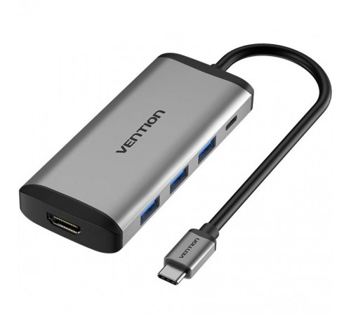 USB-хаб Vention Type-C to HDMI/USB3.0*3/PD Converter 0.15M Gray Metal Type (CNBHB) (CNBHB)