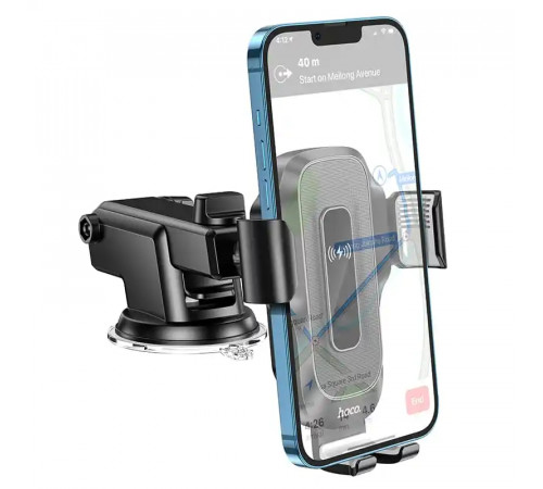 Автотримач для телефона з БЗП HOCO HW3 Wise automatic induction wireless fast charging car holder(center console) Black (6931474791849)