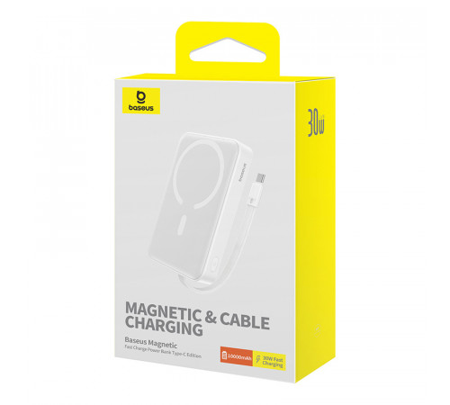 Зовнішній акумулятор Baseus Magnetic Mini Wireless Fast Charge Power Bank Type-C Edition  10000mAh 30W Stellar White (P1002210B223-00)