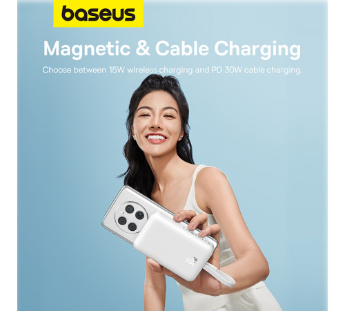 Зовнішній акумулятор Baseus Magnetic Mini Wireless Fast Charge Power Bank Type-C Edition  10000mAh 30W Stellar White (P1002210B223-00)