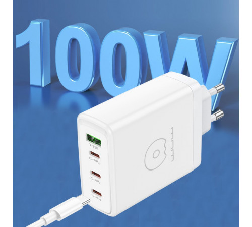 Мережевий зарядний пристрій WUW-C158 1USB 3Type-C + USB A PD100W white (WUW-C158)