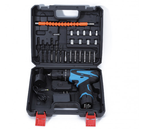 Дрель/шуруповёрт (чемодан, 2 аккум. 12V) (AT-CD1201-24c) // [004] (10 шт/ящ) @