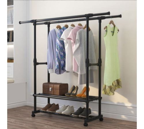 НЕТУ Вешалка стойка для одежды телескоп. Double Pole 8019-3 // [403] (10 шт/ящ) @