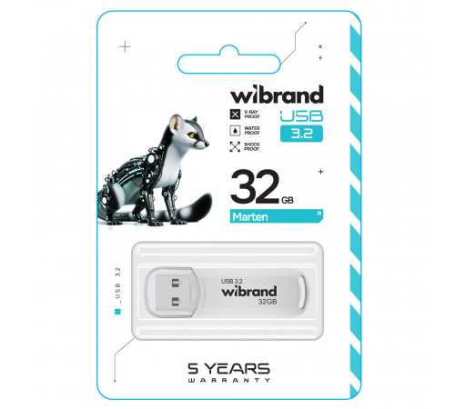 Флеш-накопичувач Wibrand USB 3.2 Gen1 Marten 32GB White (WI3.2/MA32P10W)