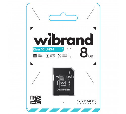 Карта пам'яті microSDHC (UHS-1) Wibrand 8Gb class 10 (adapter SD) (WICDHC10/8GB-A)